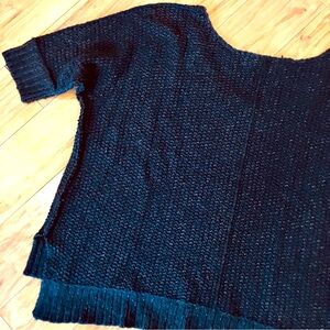 Free people cable knit black sweater short sleeve boho festival cozy lar…